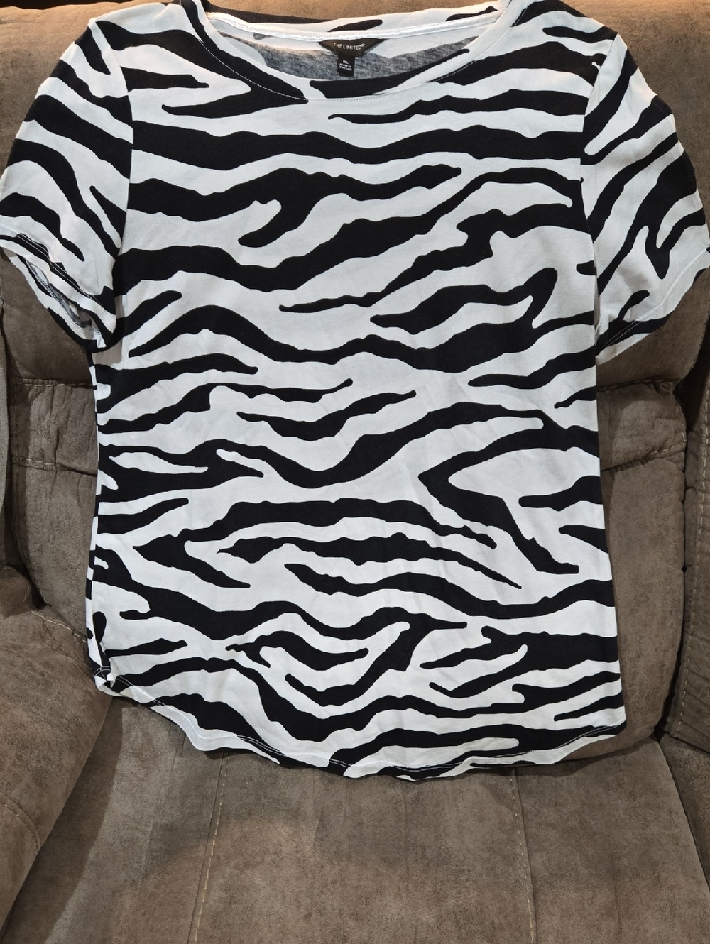 The Limited Black & White Zebra-Print Short Sleeve Top